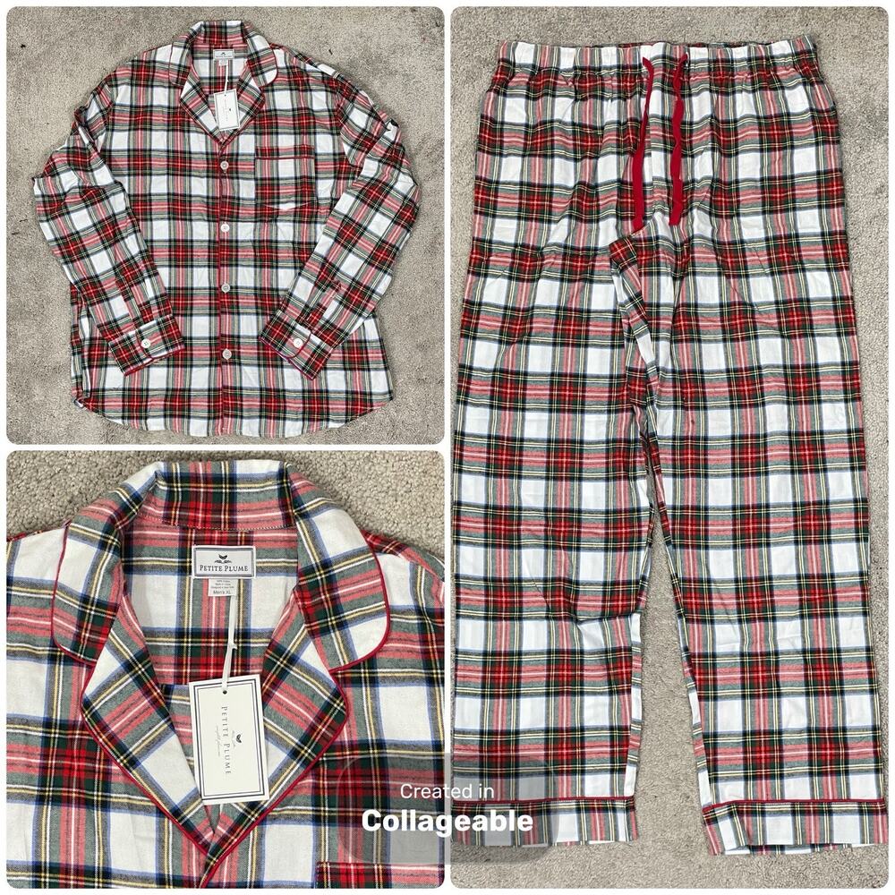 NEW Petite Plume Balmoral Tartan Plaid Pajama Set Men's XL Shirt & Pants